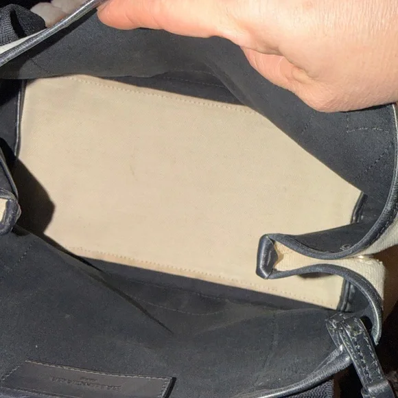 Cotton Canvas Satin Calfskin S Navy Cabas Natural Black - Picture 9 of 10